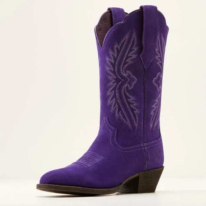Women Western Boots Ariat Heritage R Toe StretchFit Western Boot Violet Suede Women Western Boots Ariat Heritage R Toe StretchFit Western Boot Violet Suede