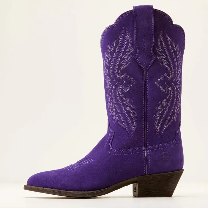 Women Western Boots Ariat Heritage R Toe StretchFit Western Boot Violet Suede Women Western Boots Ariat Heritage R Toe StretchFit Western Boot Violet Suede