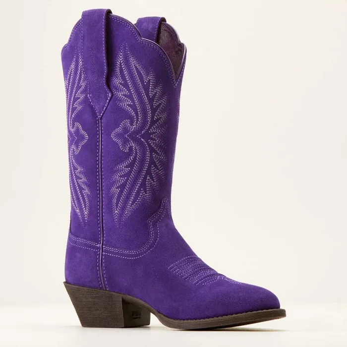 Women Western Boots Ariat Heritage R Toe StretchFit Western Boot Violet Suede Women Western Boots Ariat Heritage R Toe StretchFit Western Boot Violet Suede