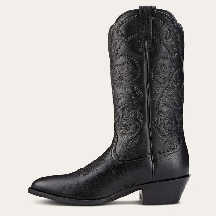 Women Western Boots Ariat Heritage R Toe Western Boot Black Deertan Women Western Boots Ariat Heritage R Toe Western Boot Black Deertan