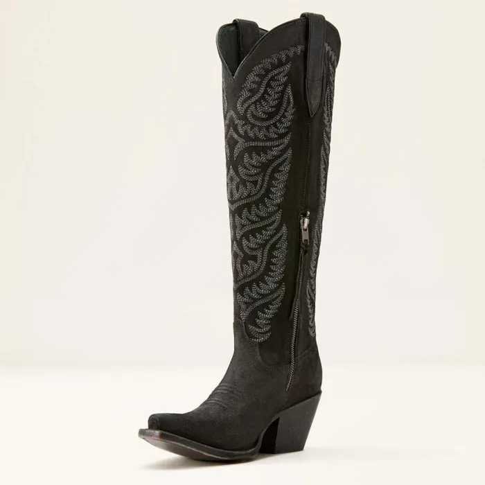 Women Western Boots Ariat Laramie StretchFit Western Boot Distressed Black Suede Women Western Boots Ariat Laramie StretchFit Western Boot Distressed Black Suede
