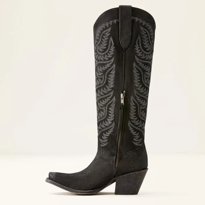 Women Western Boots Ariat Laramie StretchFit Western Boot Distressed Black Suede
