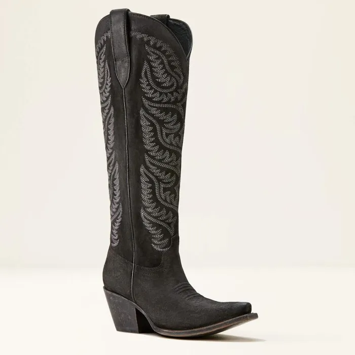 Women Western Boots Ariat Laramie StretchFit Western Boot Distressed Black Suede