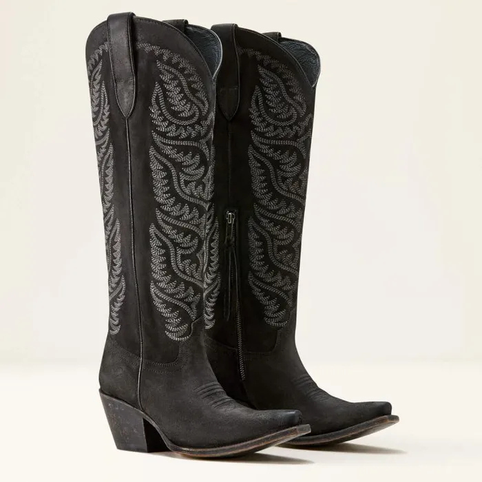 Women Western Boots Ariat Laramie StretchFit Western Boot Distressed Black Suede
