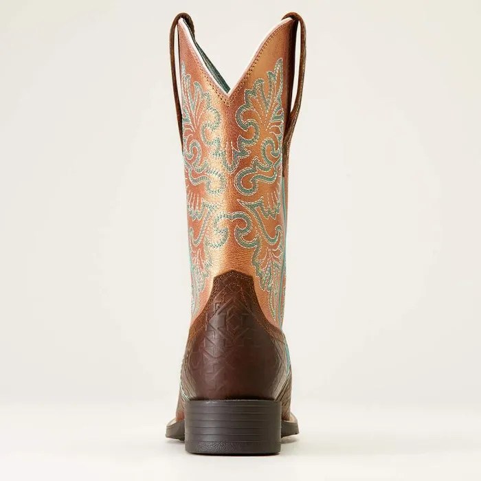 Women Western Boots Ariat Round Up Wide Square Toe StretchFit Western Boot Toasted Blanket Emboss Women Western Boots Ariat Round Up Wide Square Toe StretchFit Western Boot Toasted Blanket Emboss