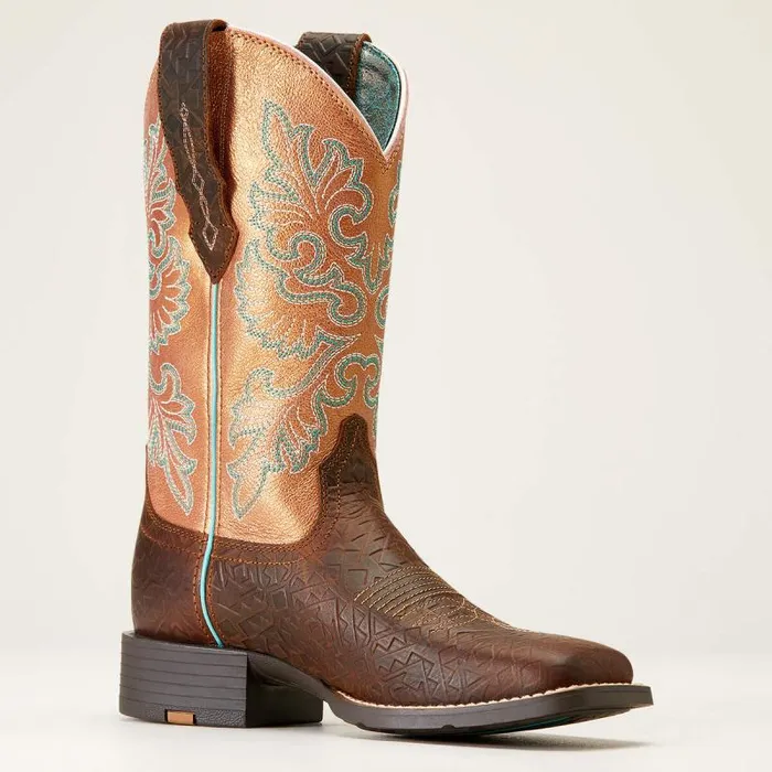 Women Western Boots Ariat Round Up Wide Square Toe StretchFit Western Boot Toasted Blanket Emboss Women Western Boots Ariat Round Up Wide Square Toe StretchFit Western Boot Toasted Blanket Emboss