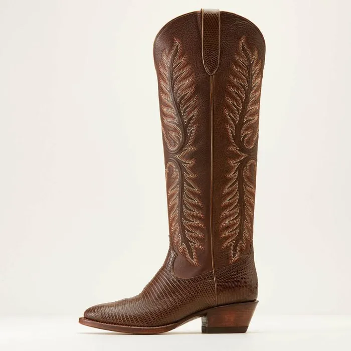Women Western Boots Ariat Sterling Margot StretchFit Western Boot Gilded Ring Lizardvelvet Chocolate