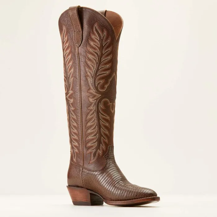 Women Western Boots Ariat Sterling Margot StretchFit Western Boot Gilded Ring Lizardvelvet Chocolate