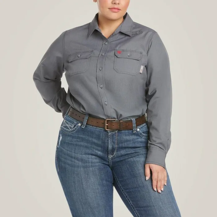 Women Workwear Ariat FR Featherlight Work Shirt Gunmetal Women Workwear Ariat FR Featherlight Work Shirt Gunmetal