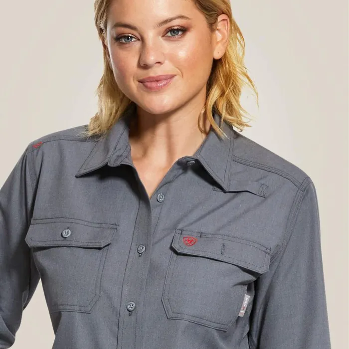 Women Workwear Ariat FR Featherlight Work Shirt Gunmetal Women Workwear Ariat FR Featherlight Work Shirt Gunmetal