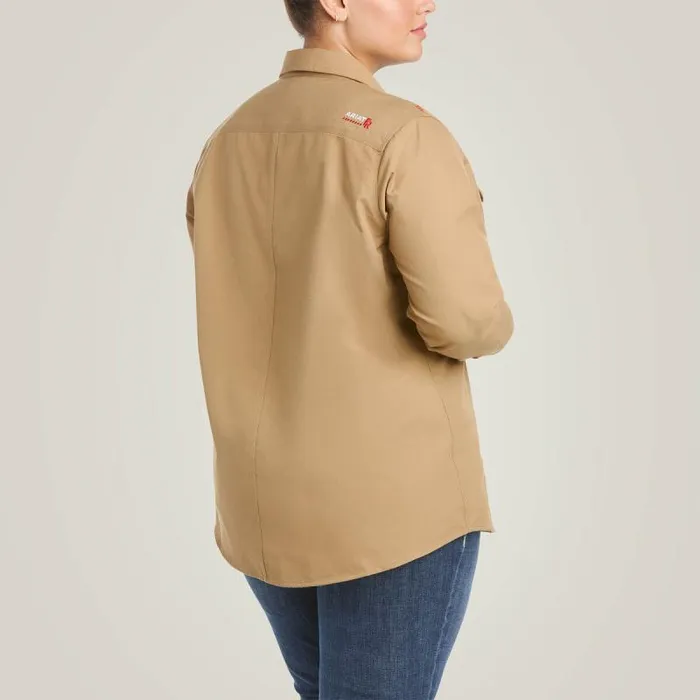 Women Workwear Ariat FR Featherlight Work Shirt Khaki Women Workwear Ariat FR Featherlight Work Shirt Khaki