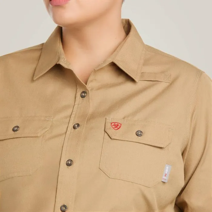 Women Workwear Ariat FR Featherlight Work Shirt Khaki Women Workwear Ariat FR Featherlight Work Shirt Khaki