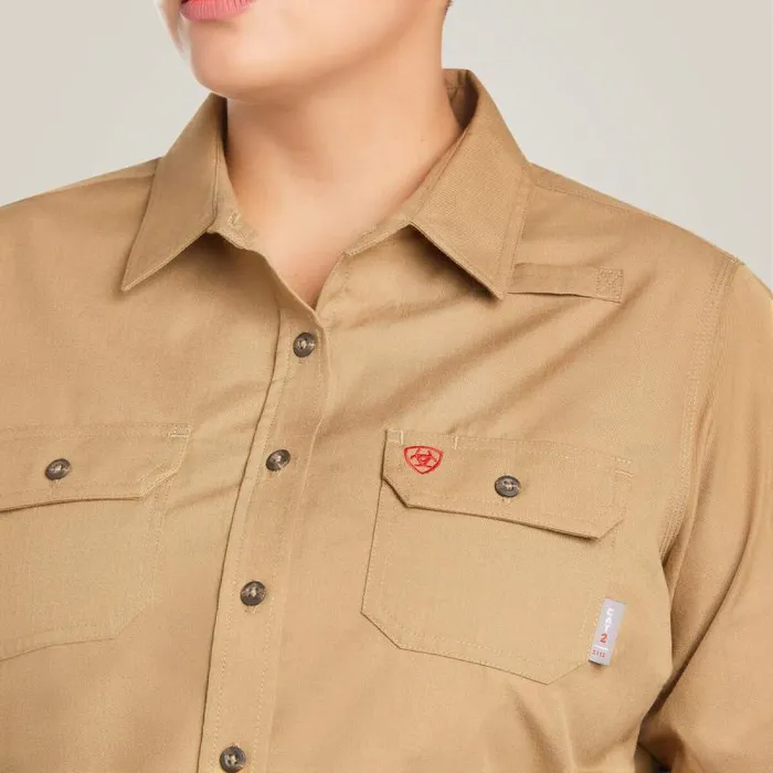 Women Workwear Ariat FR Featherlight Work Shirt Khaki Women Workwear Ariat FR Featherlight Work Shirt Khaki