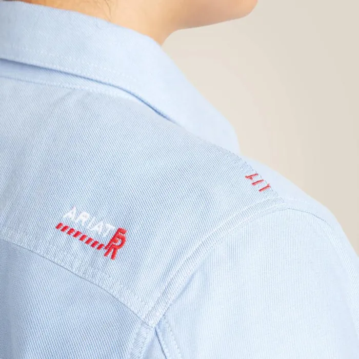 Women Workwear Ariat FR Solid DuraStretch Snap Work Shirt Blue Twill Women Workwear Ariat FR Solid DuraStretch Snap Work Shirt Blue Twill