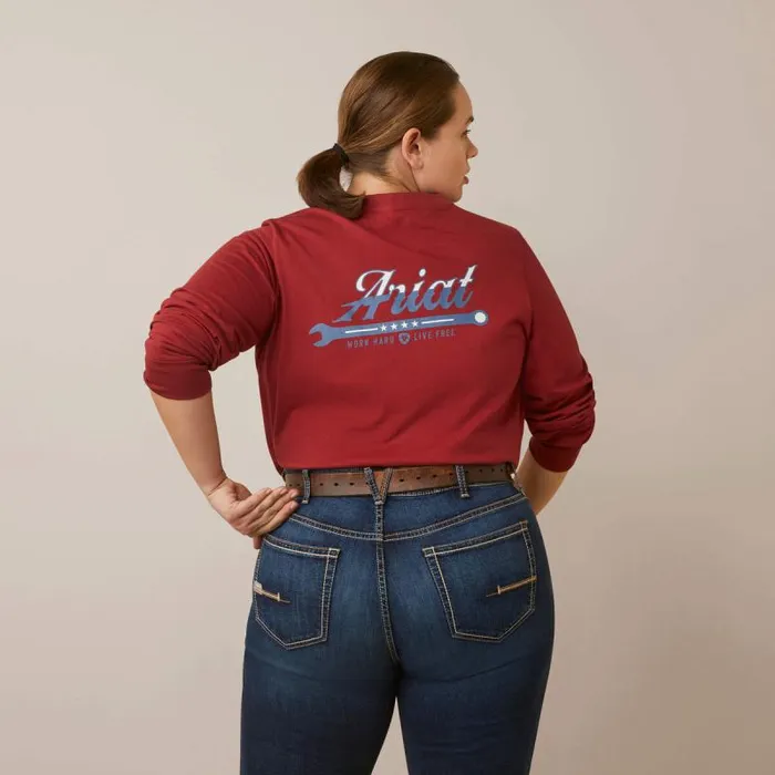 Women Workwear Ariat Rebar Cotton Strong Work Hard Red Dahlia Women Workwear Ariat Rebar Cotton Strong Work Hard Red Dahlia
