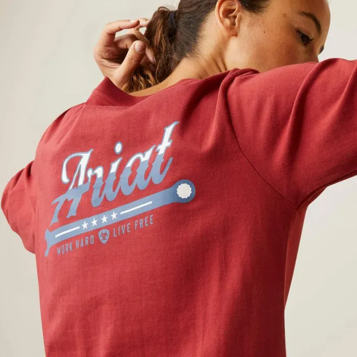 Women Workwear Ariat Rebar Cotton Strong Work Hard Red Dahlia Women Workwear Ariat Rebar Cotton Strong Work Hard Red Dahlia