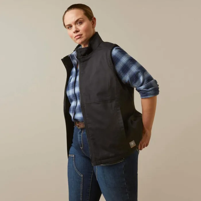 Women Workwear Ariat Rebar DuraCanvas Insulated Vest Black Women Workwear Ariat Rebar DuraCanvas Insulated Vest Black