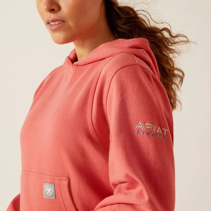 Women Workwear Ariat Rebar Lightweight Cropped Hoodie Mineral Red