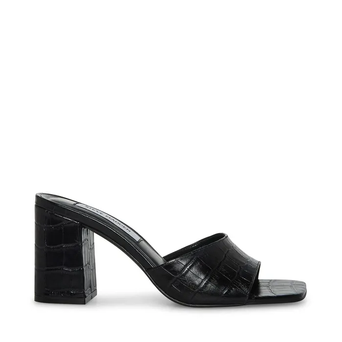 Womens Alaya Black Crocodile Steve Madden Heels