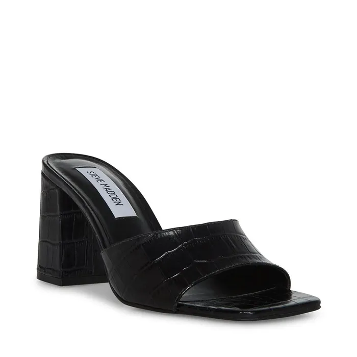 Womens Alaya Black Crocodile Steve Madden Heels