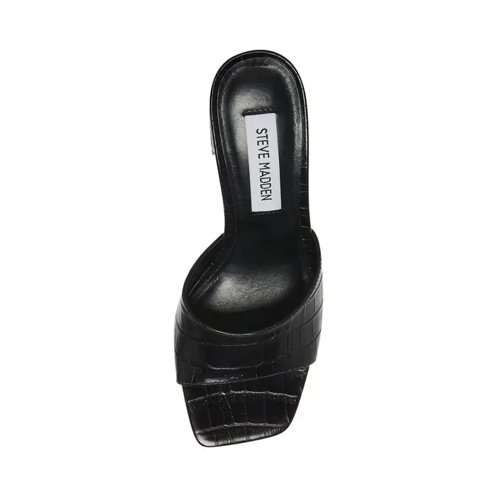 Womens Alaya Black Crocodile Steve Madden Heels