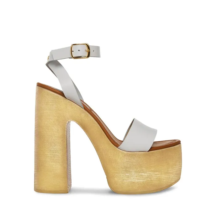 Womens Alessia White Leather Steve Madden Heels