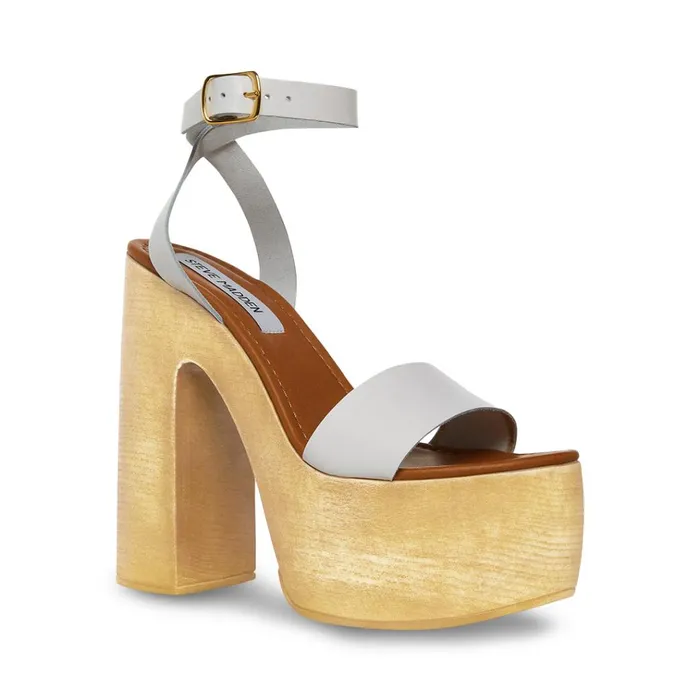 Womens Alessia White Leather Steve Madden Heels