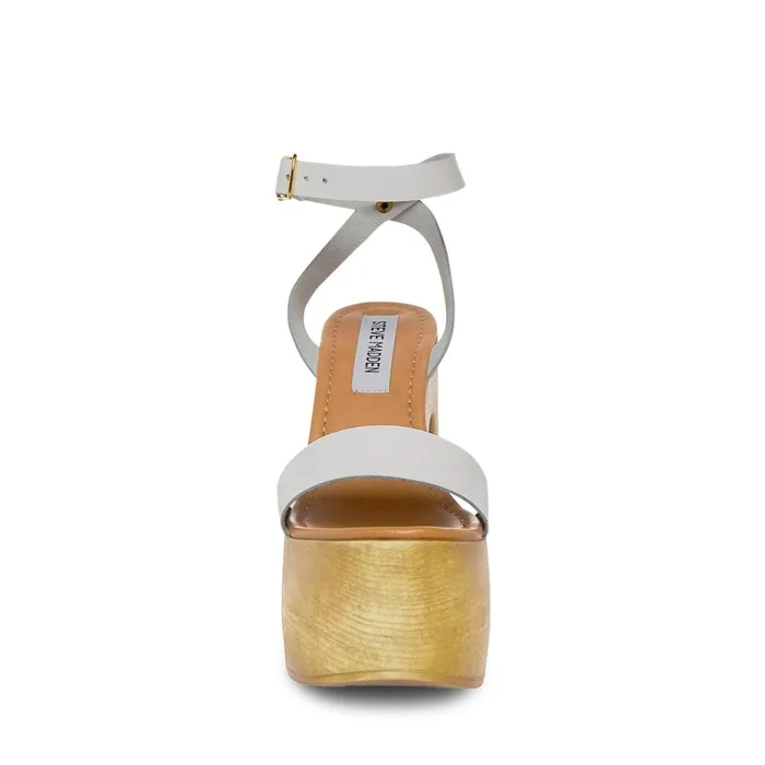 Womens Alessia White Leather Steve Madden Heels