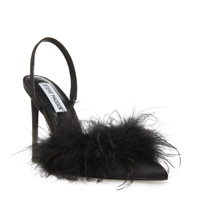Womens Alexis Black Satin Steve Madden Heels