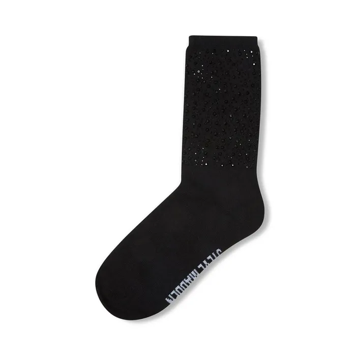 Womens Allover Crystal Crew Single Black Steve Madden Socks and Tights