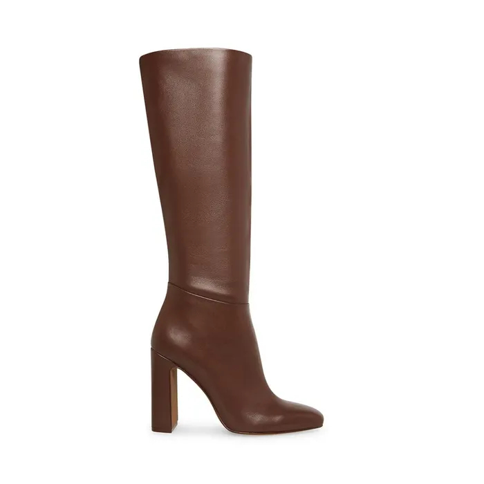 Womens Ally Brown Leather Steve Madden Boots and Booties