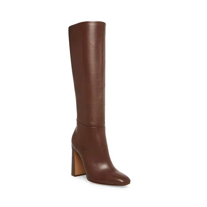 Womens Ally Brown Leather Steve Madden Boots and Booties