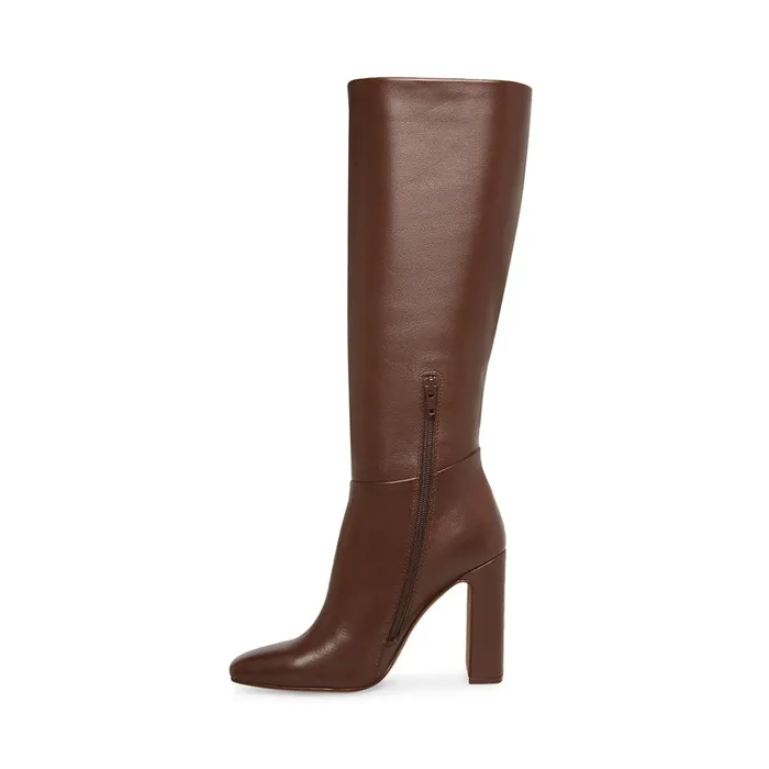 Womens Ally Brown Leather Steve Madden Boots and Booties
