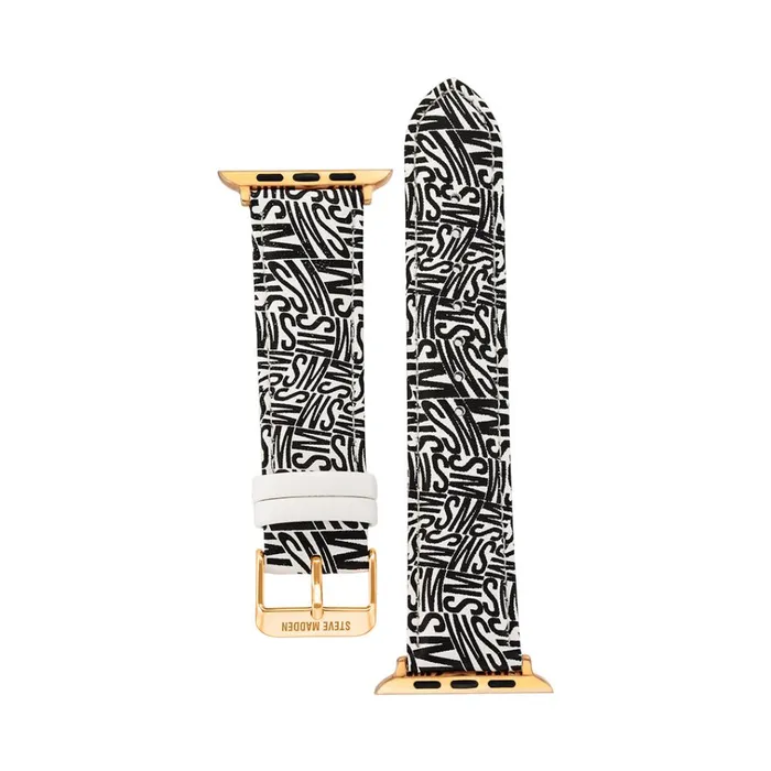 Womens Apple Watch Logo Watch Band BlackWhite 3840mm Steve Madden Watches