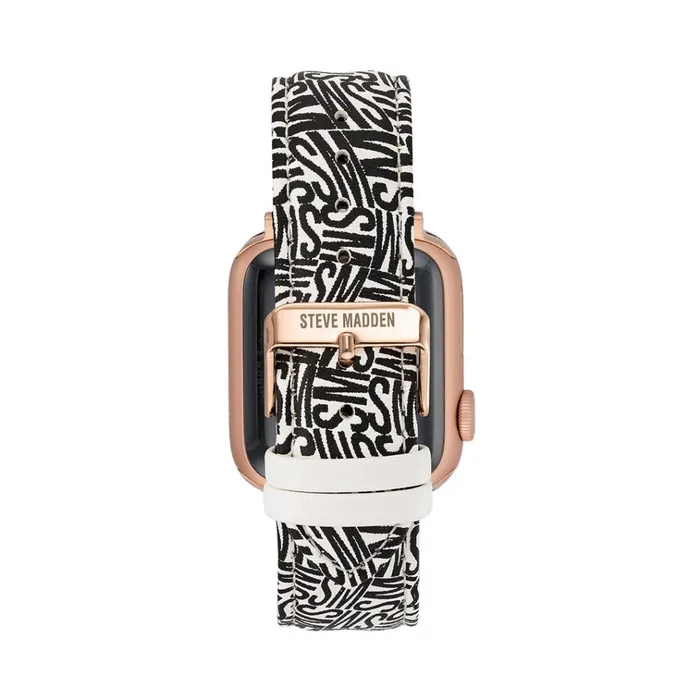 Womens Apple Watch Logo Watch Band BlackWhite 3840mm Steve Madden Watches
