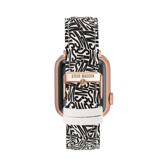 Womens Apple Watch Logo Watch Band BlackWhite 4244mm Steve Madden Watches