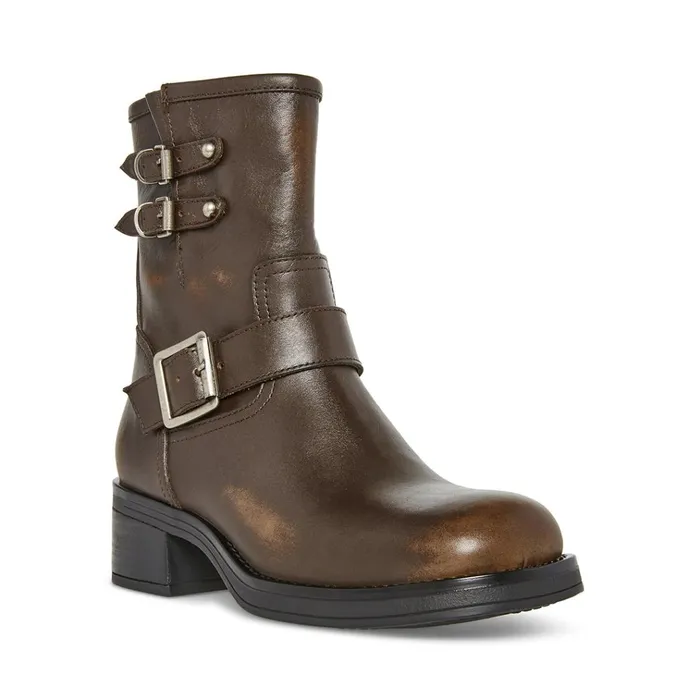 Womens Archie Brown Leather Steve Madden Boots and Booties Womens Archie Brown Leather Steve Madden Boots and Booties