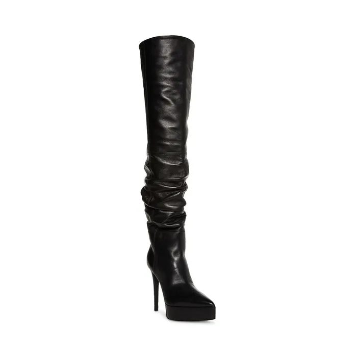 Womens Ashley Black Leather Steve Madden Boots and Booties