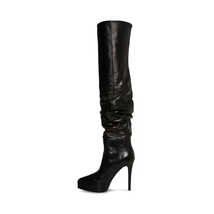 Womens Ashley Black Leather Steve Madden Boots and Booties