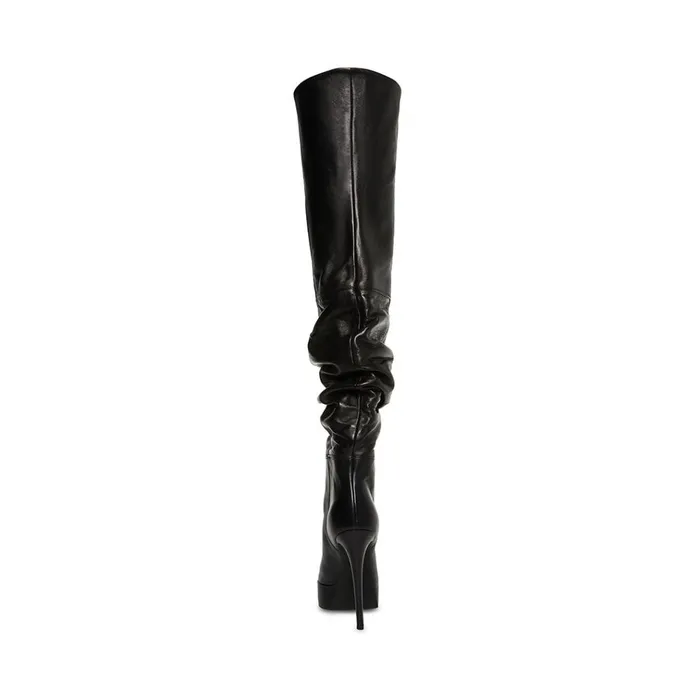 Womens Ashley Black Leather Steve Madden Boots and Booties