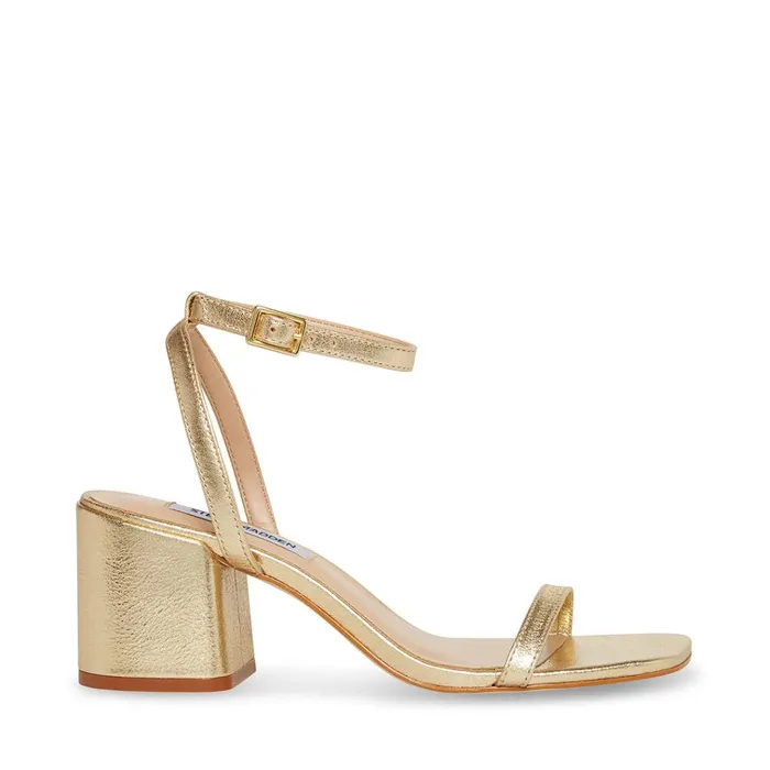 Womens Audrina Gold Leather Steve Madden Heels