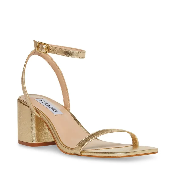 Womens Audrina Gold Leather Steve Madden Heels