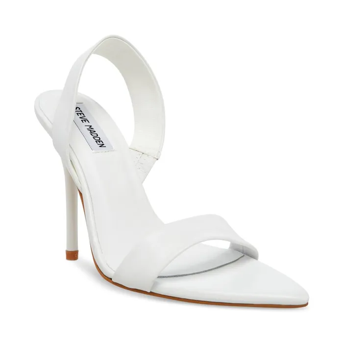Womens Batali White Leather Steve Madden Heels