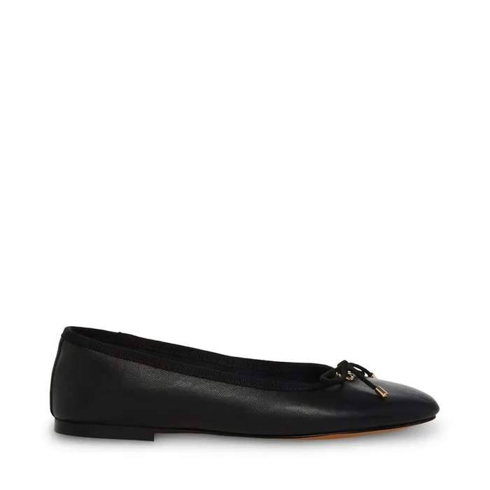 Womens Blossoms Black Leather Steve Madden Loafers and Flats