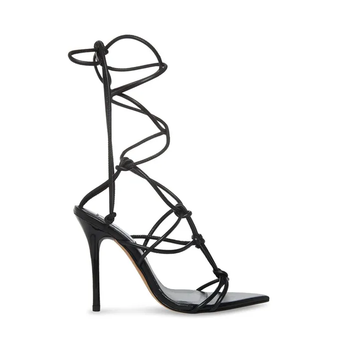 Womens Buffy Black Leather Steve Madden Heels