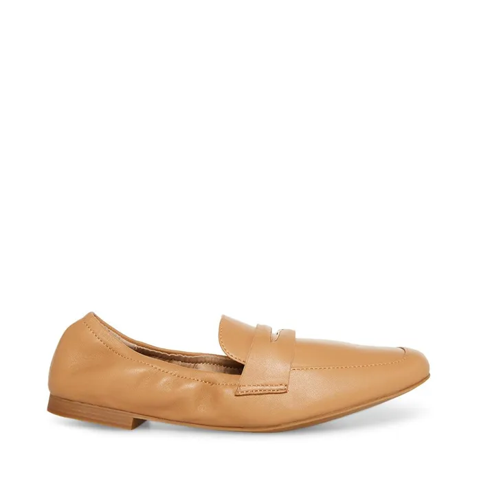 Womens Calver Tan Leather Steve Madden Loafers and Flats