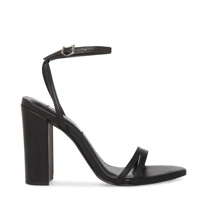 Womens Candid Black Leather Steve Madden Heels