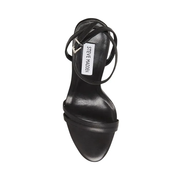 Womens Candid Black Leather Steve Madden Heels