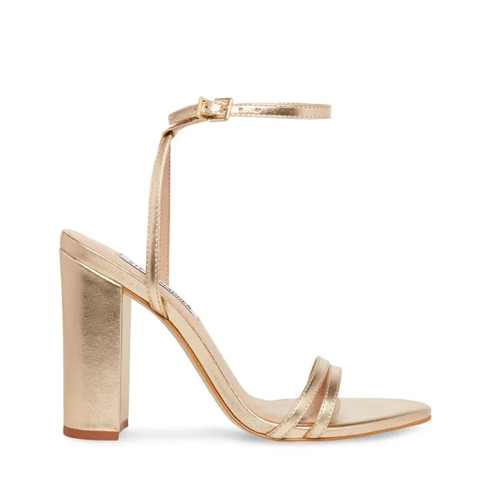 Womens Candid Gold Leather Steve Madden Heels