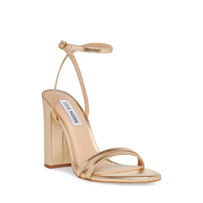Womens Candid Gold Leather Steve Madden Heels